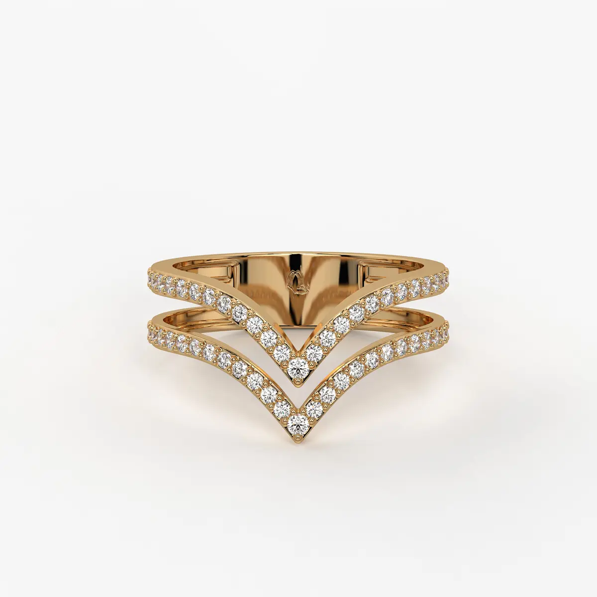 Double Chevron Pavé Ladies Ring